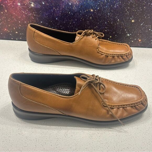 SAS Petra Tan Comfort Moccasin Casual Lace Up Loafer Sz 9 Made in USA - Picture 5 of 8